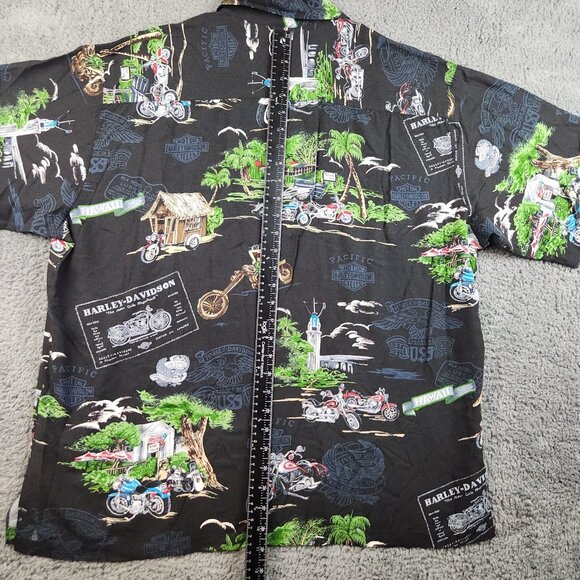 Harley-Davidson Men's XL Hawaiian Button Shirt Pacific Harley Print Hawaii Made - Picture 6 of 10